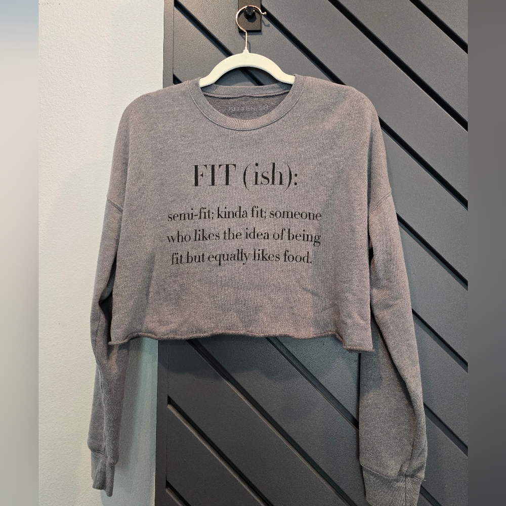 Kittenish Gray Cropped Sweatshirt